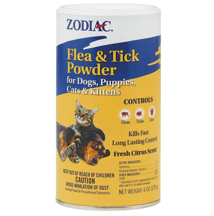 Zodiac Flea & Tick Powder with Shaker Top for Dogs Puppies Cats & Kittens 6 oz