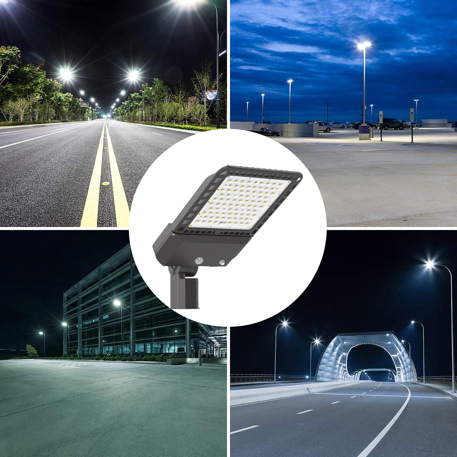 LED Parking Lot Lights 4 Pack 300W, [1000W HPS Equiv.] LED Shoebox Pole Lighting