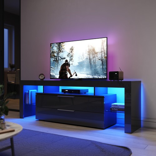 TV Cabinet Entertainment Unit RGB LED Gloss Furniture 130/150/160/180/200cm - Picture 26 of 49