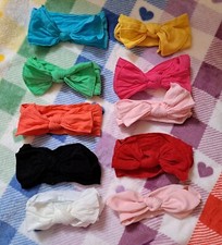 Lot of 10 Baby Girl Headbands Headwraps Red Black Blue Pink Green White Yellow