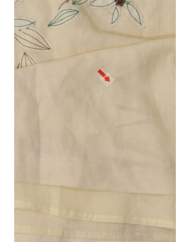 Falda IZOD para mujer línea A US 6 mediana W32 blanco roto floral lino CG07 Foto 3 de 4