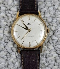 Vintage 1950's Men's Tellus Grand Prix Swiss 35mm Watch Runs Gold Plated Bezel
