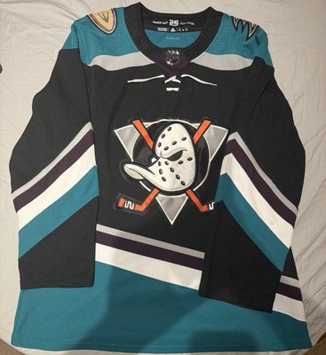 adidas Anaheim Ducks Silver Season NHL Hockey Jersey Black Teal Purple Size 54