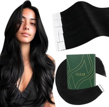 Ugeat Tape in Hair Extensions Human Hair Black Soft and Smooth Tape ins Human Ha