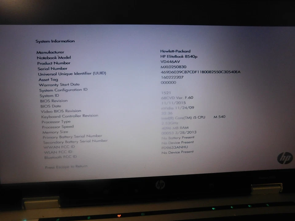 Notebook HP Elitebook 8540p - Imagem 2 de 3