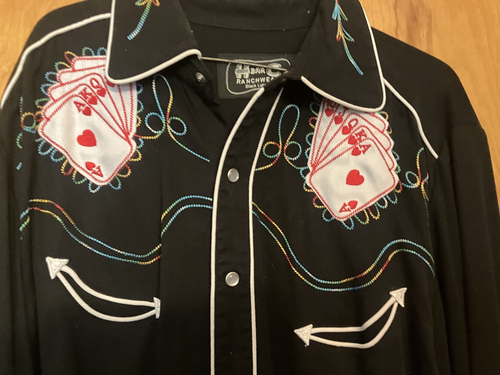 H Bar C Black Label Royal Flush Western Gambler Shirt  Medium 2