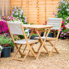 Garden Gear Arwen Acacia Wood Bistro Patio Set - Folding Table & Chairs