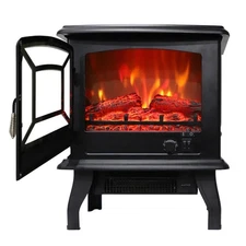 ZOKOP 1400W 20" Electric Fireplace Heater Realistic Flame Hearth Wood Fire Home