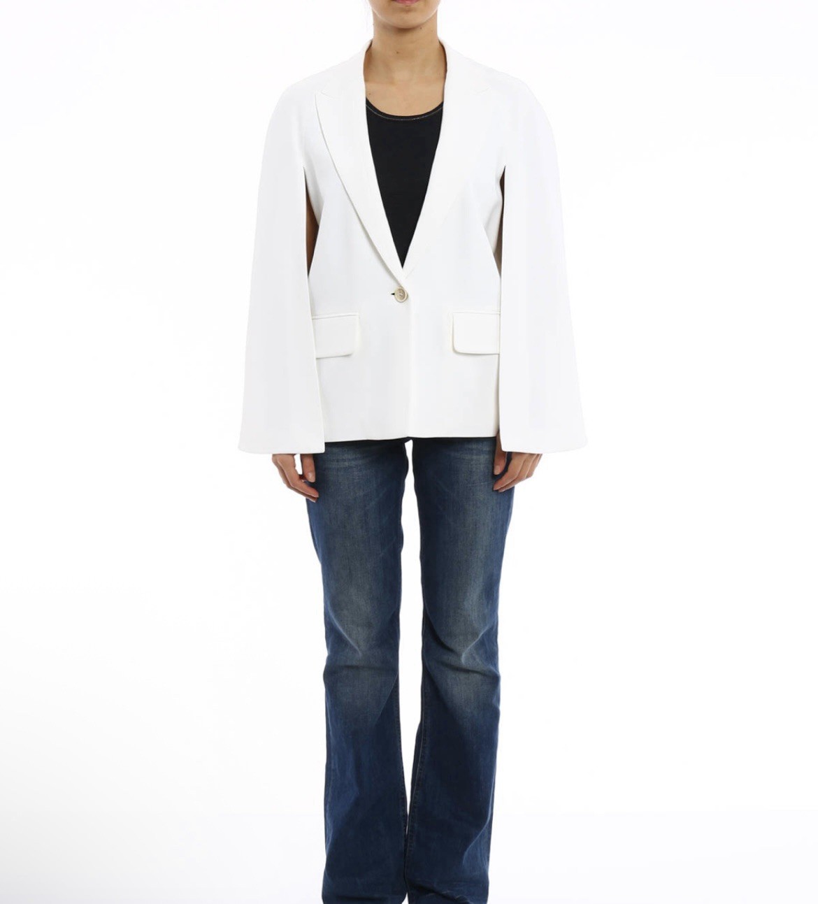 Givenchy Open Sleeve Cape Blazer Jacket NWT Size 10 Ivory White Retail $1260