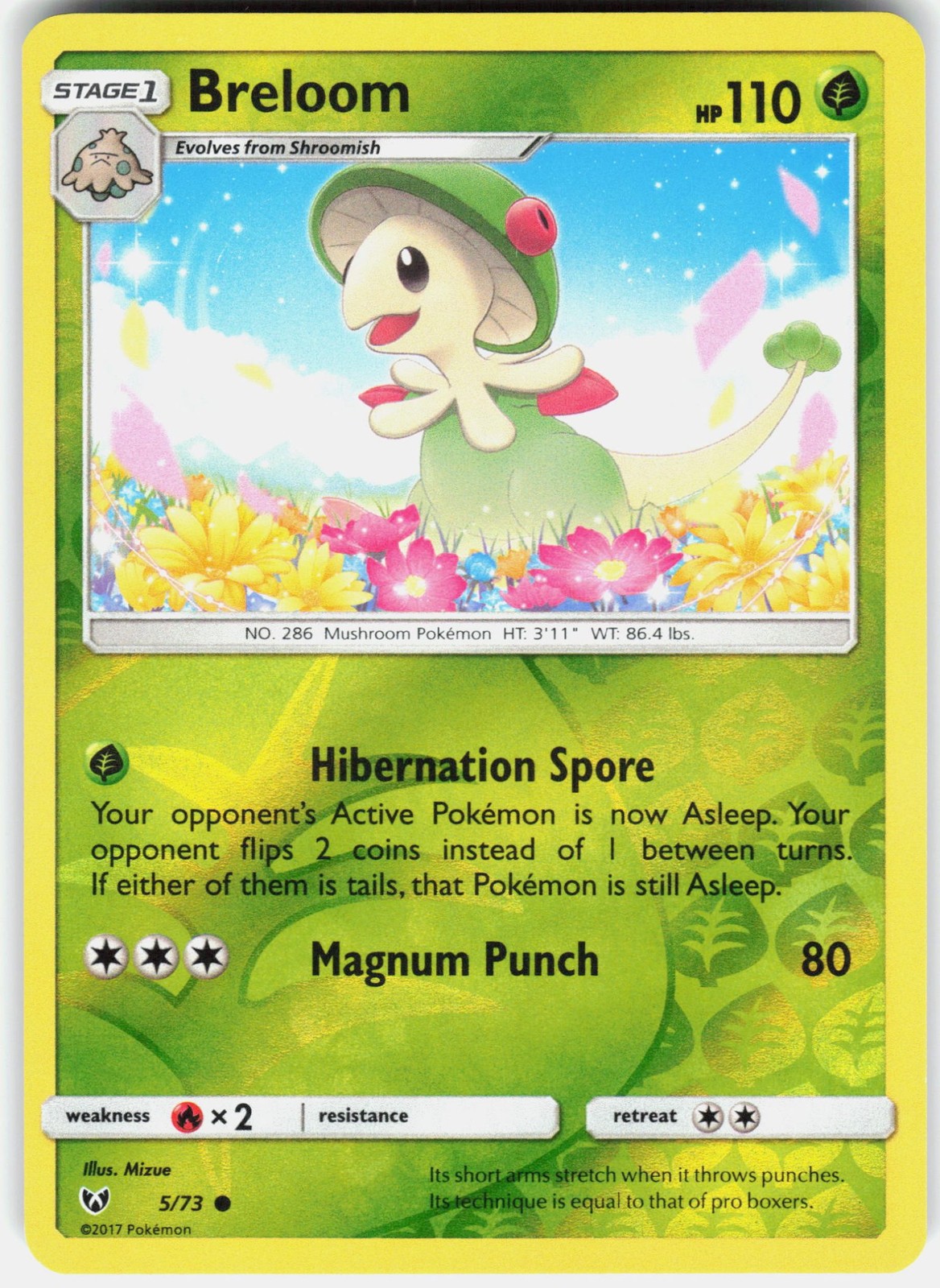 Breloom 5/73 Shining Legends Reverse Holofoil Pokemon Lightly Played LP