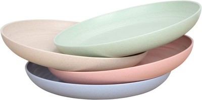 LuckyZone 8.8 Inches Unbreakable Wheat Straw Plates - Reusable Plate Set - Dishw
