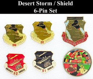 Desert Shield 1990 Red Field with Plane Ship Tank  1-Pin
