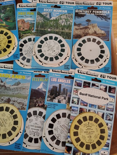 Gros lot vintage viewmaster monuments parcs nationaux bobines visite 3D avec étui - Photo 4/12