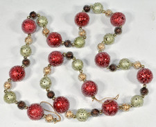 Christmas Tree Garland Baubles Ball Bead Green Red Gold Brown Beaded Sugared 72"
