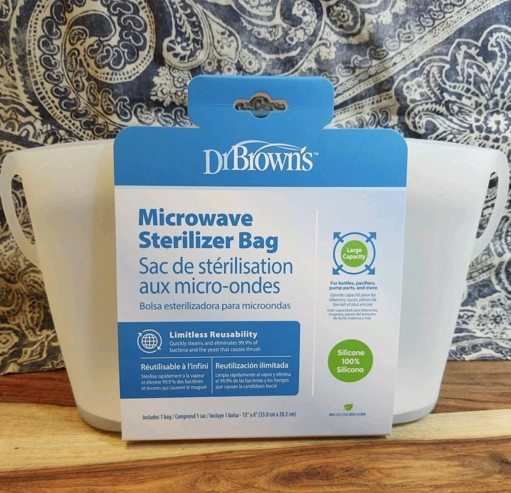 🍼Dr Brown's Sterilizer Steam Microwave Bag 4 Baby Bottle 100% Silicone Reusable