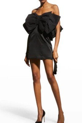 NWT Rotate Birger Christensen Natalie Oversized Bow Mini Dress Size EU 36/US 4