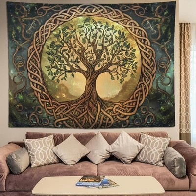 Tapestry Fantasy Forest Nature Landscape Mystic Green Large Wall Hanging