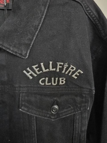 Stranger Things Hellfire Club Denim Jacket embroidered  Black XL Mens/Unisex image 6