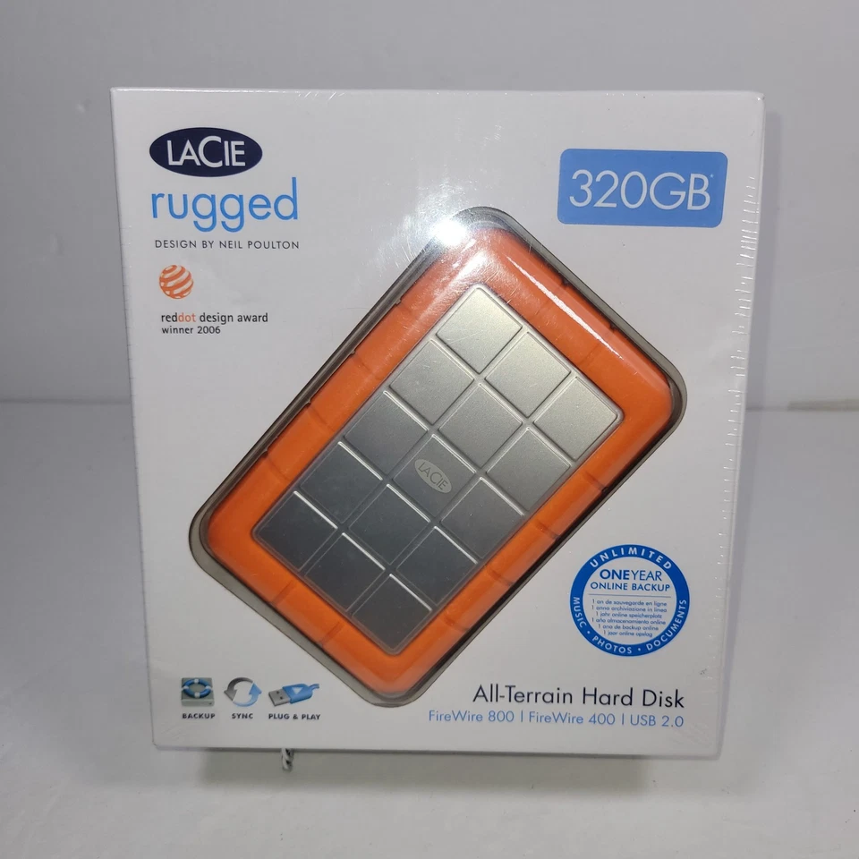 LaCie Rugged 320GB Portable All Terrain USB 2.0 FireWire 800& 400 SEALED - Image 2 of 4