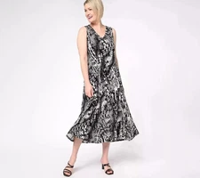 Attitudes by Renee Regular Como Jersey Godet Midi Dress-Spotted Leaf-MP A607252