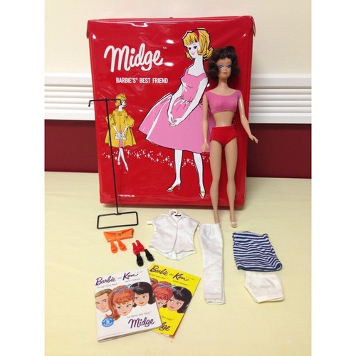 Muñeca Midge morena pierna recta Mattel 1963 de colección #860, traje original + extras - Imagen 6 de 7