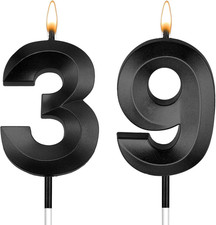39 Birthday Candles 39Th Birthday Candle Black 83Rd Candles for Cake 39Th Birthd