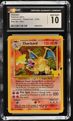 2021 Celebrations Classic Collection Charizard Base Set Holo #4/102 GM MT CGC 10