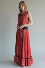 Vintage 70  s 2-Piece Crop Top  Maxi Skirt Set, size sm