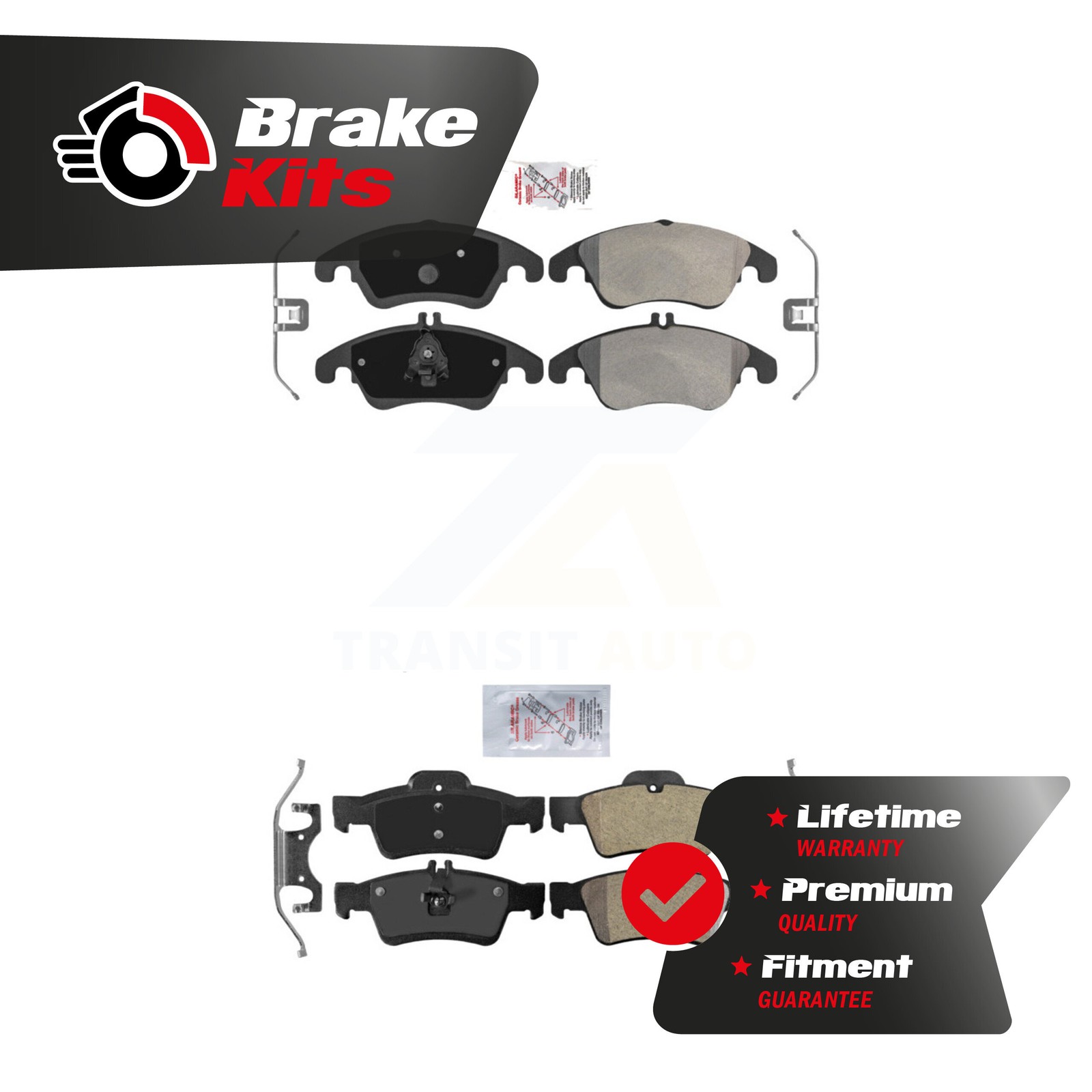 Front Rear Semi-Metallic Disc Brake Pads Kit For 2010-2016 Mercedes-Benz E350