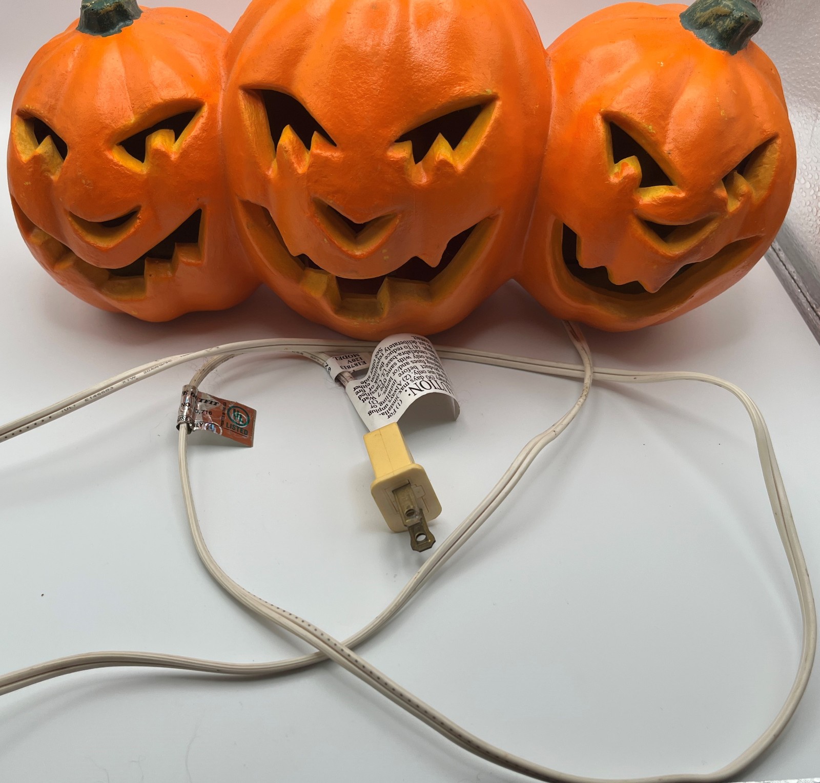Vintage Halloween JackOLantern Light The Paper Magic Group 3 Pumpkin Heads 1999