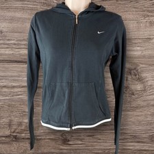Nike Women's Athletic Jacket Size Small Hooded Full Zip Black 306