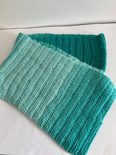 Handmade Hand Knit Green Acrylic Shawl Wrap Scarf