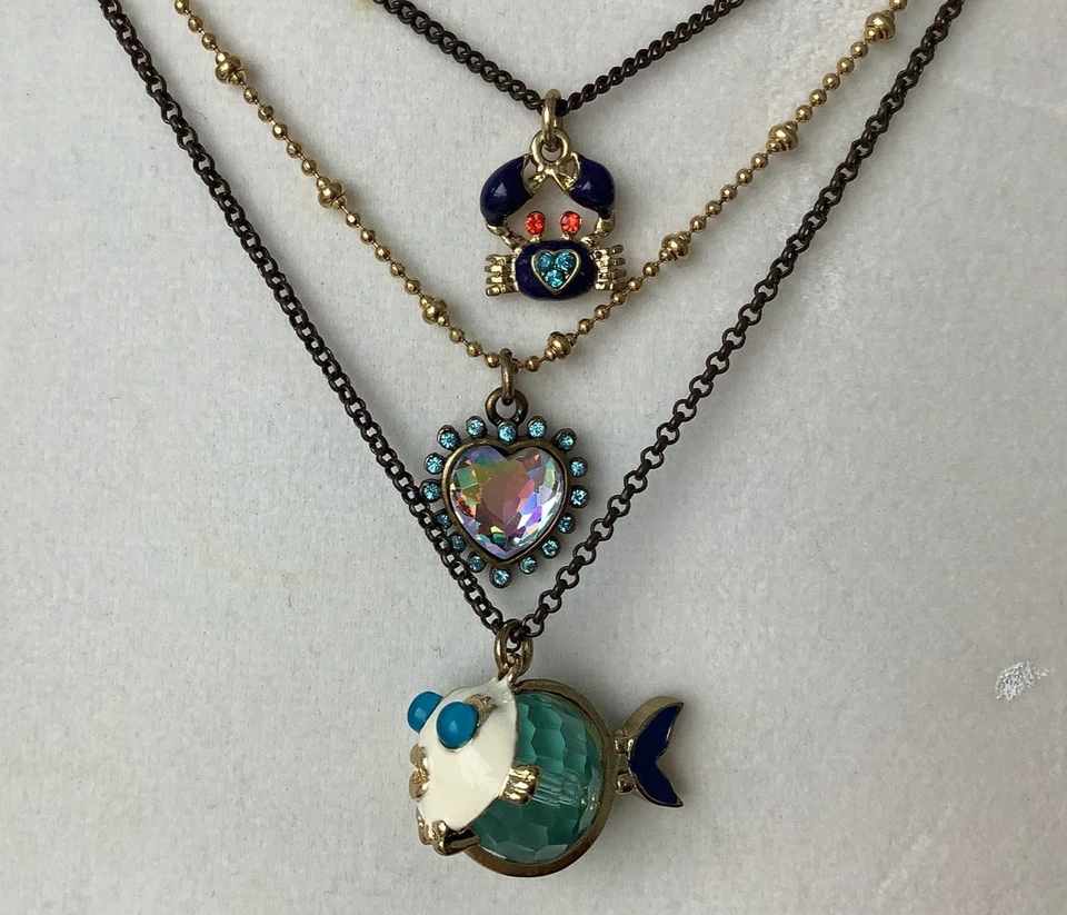 DE COLECCIÓN*BETSEY**JOHNSON**NÁUTICO*PEZ*CANGREJO*&*CORAZÓN*CRISTAL*PENDIENTES*&*COLLAR*JUEGO* Foto 2 de 4