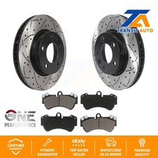 Front Drill Slot Disc Brake Rotor Ceramic Pad Kit For Porsche Cayenne Volkswagen