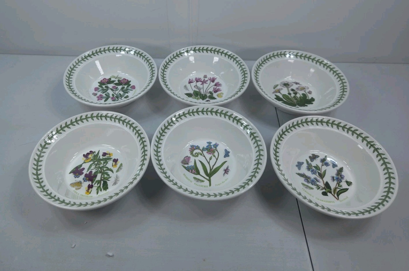 PORTMEIRION Botanic Garden 6.5&rdquo; Cereal Soup Salad Bowls 6 bowls-6 Flowers 