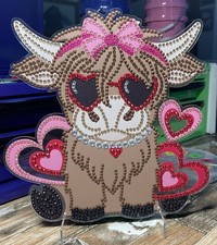 Cow Diamond art with Hearts and Rhinestone Decoration