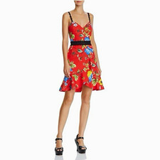 alice + olivia Kirby Red Floral Lace Trim Fit + Flare Mini Dress MSRP $350 | 4