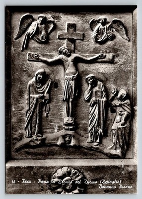 Pisa Duomo Bronze Door Crucifixion RPPC Bonanno Pisano Italy Art Postcard