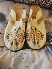 Cream Canvas Backless Shoes Size  40