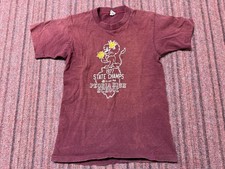 BOY VINTAGE 70S 1977 CHAMPION BLUE BAR ILLINOIS STATE CHAMPIONS BASKETBALL SHIRT