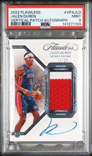 2022 Panini Flawless Game Worn Patch Auto #VPA-JLD Jalen Duren Rookie /25 PSA