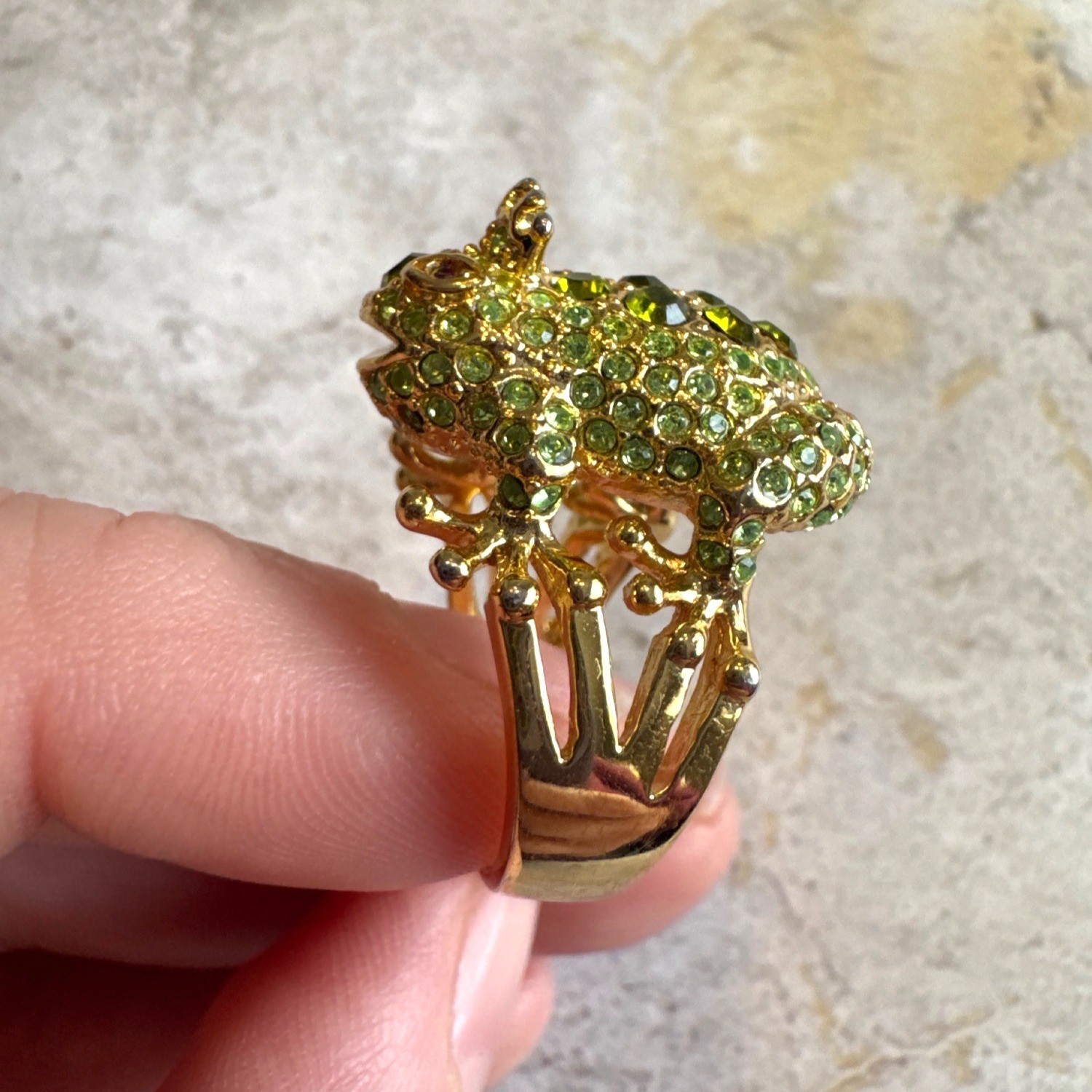 Prince Charming Frog Statement Ring Gold Tone Siz… - image 5