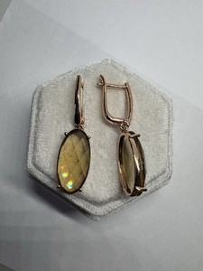 Authentic 14K 585 Rose Gold Plated Quartz Dangle Earrings | Elegant Jewelry