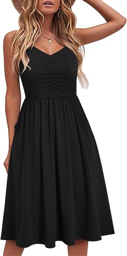 YATHON Casual Dresses for Women Sleeveless Cotton Summer Beach Large, Black