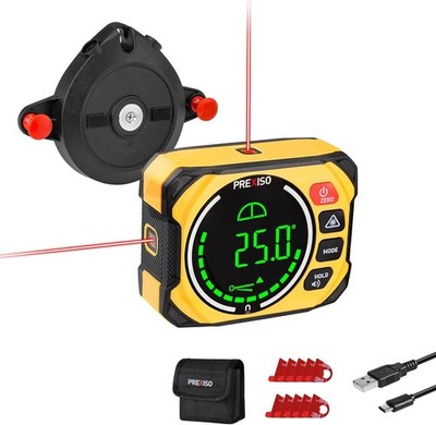 3-in-1 Multi Surface Laser Level with Digital Angle Gauge Magnetic, Rechargeable
