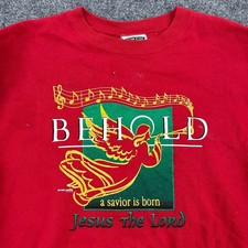 Lee Sweatshirt Mens Size L Red Vintage 1996 Religious Angel Graphic USA Made