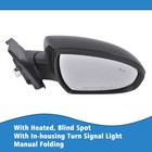 Passenger Right Black Power Mirror Heated Paintable for Hyundai Tucson 2016-2018