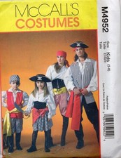 UNCUT M4952 MCCALL'S COSTUMES CHILDREN'S PIRATE COSTUMES SZ: 3-8