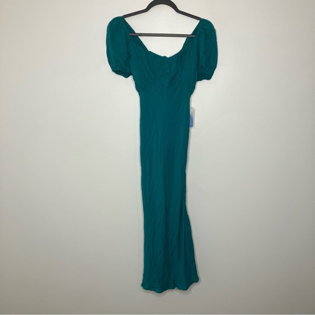 NWT MAJORELLE Solare Midi Dress Swiss Dot Teal Blue Medium View 3