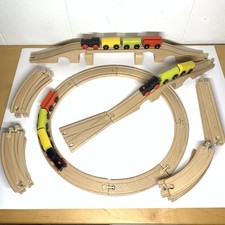 IKEA Wooden Train Track Curved Circle Bridge Split 3 Train Cars Engines Magnetic